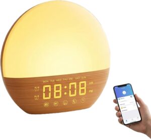 Réveil Simulateur D'aube & Crépuscule,Réveillez- Vous Naturellement,Réveil Lumineux Simula