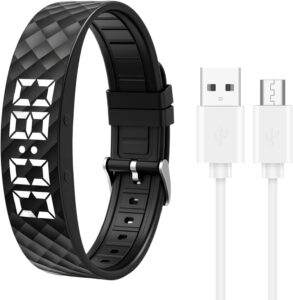 Bracelet Réveil Vibrant Silencieux avec 8 Alarmes Programmables Sans Son