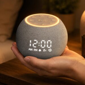 Réveil numérique LED avec Bruit Blanc, Sons naturels & légers, veilleuse, minuteur Sommeil