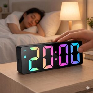 Réveil Numérique LED de Chevet avec Température et Écran Couleur