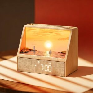 Reveil Simulateur D'aube avec Six Éclairages D'ambiance,Réveil Lumineux Comprend 12 Types