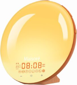Eveil lumière led 17x17x5,5cm - Extinction programmée 9 Sons naturel Réveil simulateur d'a